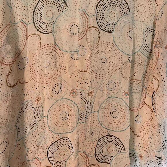 Lane Bryant Blouse 14/16 Cream Sheer Multicolor Print 3/4 Sleeve Business Casual - Picture 4 of 9